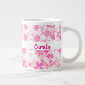 Custom Pink Floral Name Coffee Mug Jumbo-Tasse (Rechts)