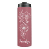 Custom Pink Floral Tumbler Graduation Gift for Her Thermosbecher (Vorderseite)