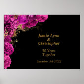 Custom Pink Floral Wedding Anniversary Poster (Vorne)