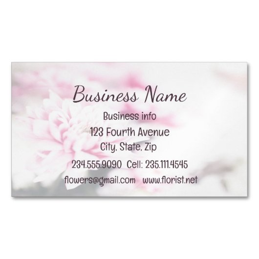 Custom Pink Florist Blume Floral Magnetische Visitenkarte (Vorderseite)