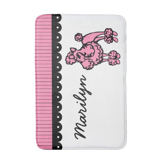 Custom Pink Französisch Poodle Badematte Badezimme (Vorderseite Vertikal)