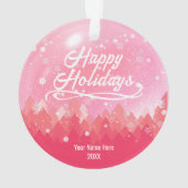 Custom Pink Friedlich Snow Forest Frohe Weihnachte Ornament (Rückseite)