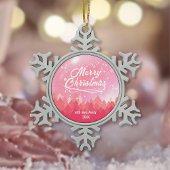 Custom Pink Friedlich Snow Forest Weihnachten 2022 Keramik Kugel-Ornament