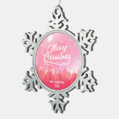 Custom Pink Friedlich Snow Forest Weihnachten 2022 Schneeflocken Zinn-Ornament (Rechts)