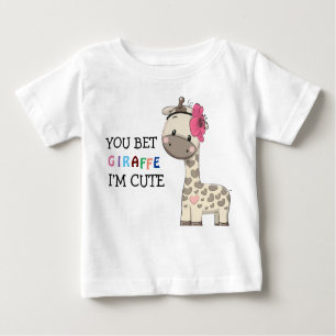 Custom Pink Girl Giraffe Baby T - Shirt