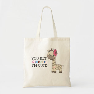 Custom Pink Girl Giraffe Tote Bag Tragetasche