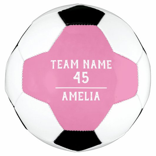 Custom Pink Girl Soccer Ball mit Teamname Nummer (Vorderseite)