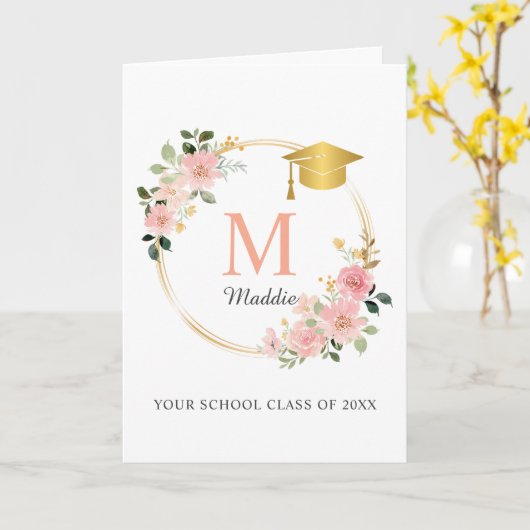 Custom Pink Girls Abschluss Karte (Gelbe Blume)
