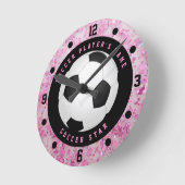 Custom Pink Girls Fußball Fußball Runde Uhr (Winkel)