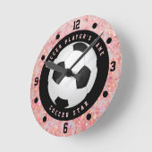 Custom Pink Girls Fußball Fußball Runde Uhr (Winkel)