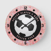 Custom Pink Girls Fußball Fußball Runde Uhr (Vorderseite)