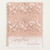 Custom Pink Glitzer Girl Monogram Name Planner Planer (Vorderseite)