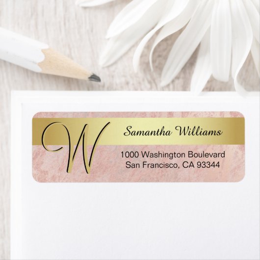 Custom Pink Gold Foil Black Monogram Letter (Insitu)