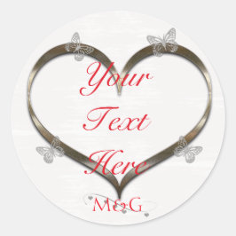 Custom Pink Gold Heft Butterfly Monogram Sticker
