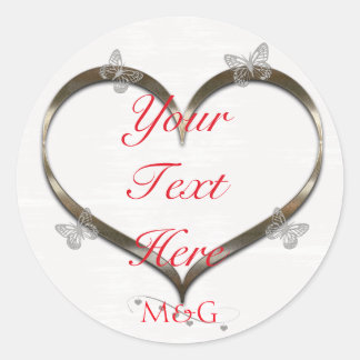Custom Pink Gold Heft Butterfly Monogram Sticker