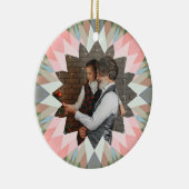Custom Pink Gray Christmas Star Family Photo Gift Keramik Ornament (Rechts)