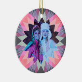 Custom Pink Gray Christmas Star Family Photo Gift Keramik Ornament (Rechts)