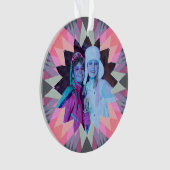 Custom Pink Gray Christmas Star Family Photo Gift Ornament (Vorderseite)