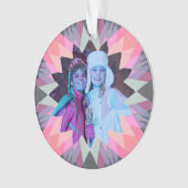 Custom Pink Gray Christmas Star Family Photo Gift Ornament (Vorderseite)