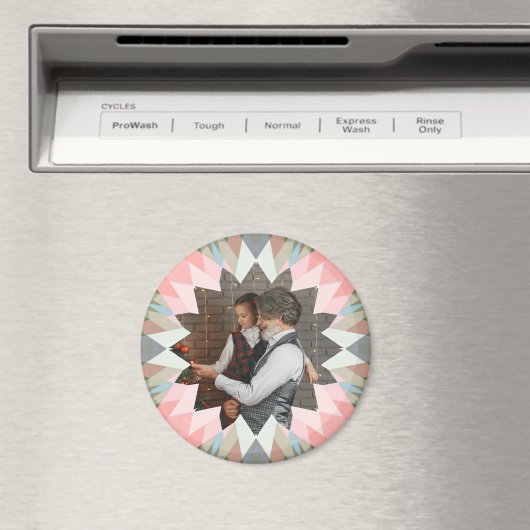 Custom Pink Gray Christmas Star Photo Magnet Gift (In Situ (Geschirrspüler))
