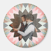 Custom Pink Gray Christmas Star Photo Magnet Gift (Vorne)