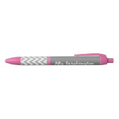 Custom Pink Gray Teacher's Writing Pen Geschenk Kugelschreiber (Oberseite)