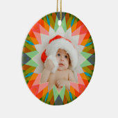 Custom Pink Green Christmas Star Photo Gift Tree Keramik Ornament (Rechts)