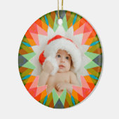 Custom Pink Green Christmas Star Photo Gift Tree Keramik Ornament (Links)