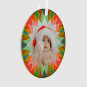 Custom Pink Green Christmas Star Photo Gift Tree Ornament (Vorderseite)