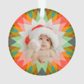 Custom Pink Green Christmas Star Photo Gift Tree Ornament (Rückseite)