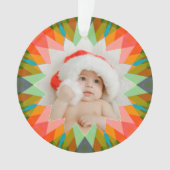 Custom Pink Green Christmas Star Photo Gift Tree Ornament (Vorderseite)