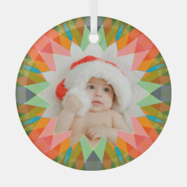 Custom Pink Green Christmas Star Photo Gift Tree Ornament Aus Glas