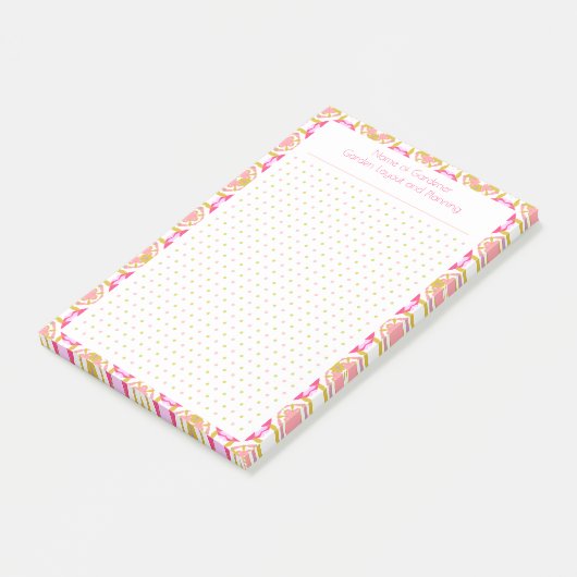 Custom Pink Green Dot Grid Garden Layoutplaner Post-it Klebezettel (angewinkelt)