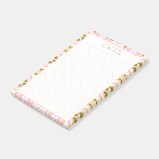 Custom Pink Green Dot Grid Student Geschenkplaner Post-it Klebezettel (angewinkelt)
