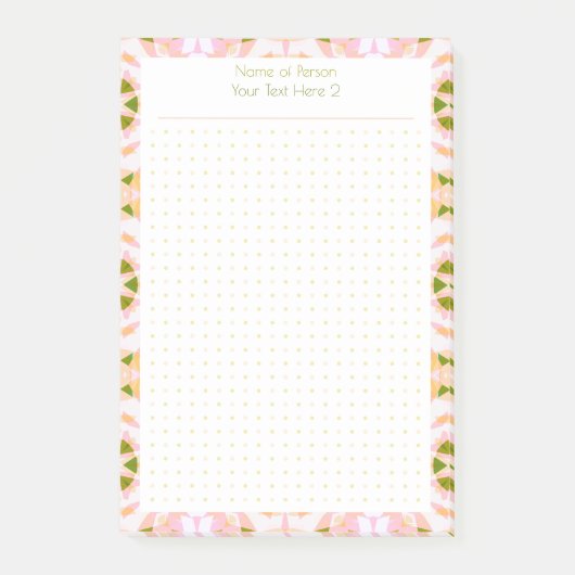 Custom Pink Green Dot Grid Student Geschenkplaner Post-it Klebezettel (Vorderseite)