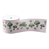 Custom Pink & Green Kleeblatt Herz & Pilz 3" Ripsband (Spule)