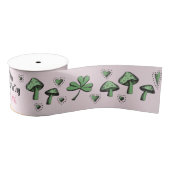 Custom Pink & Green Kleeblatt Herz & Pilz 3" Ripsband (Spule)