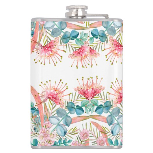 Custom Pink Grevillea und Eukalyptus Flachmann (Rückseite)