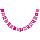 Custom Pink Happy Birthday Party Bunting Banner (Alle)
