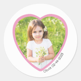 Custom Pink Heart Foto Sticker - Valentinstag