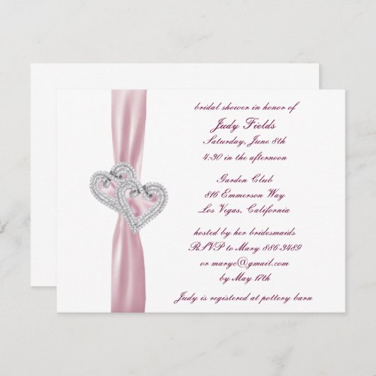 Custom Pink Hearts Bridal Dusche Einladung (Vorne/Hinten)