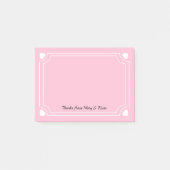 Custom Pink Hearts Line Romantisches Hochzeitspaar Post-it Klebezettel (Vorderseite)