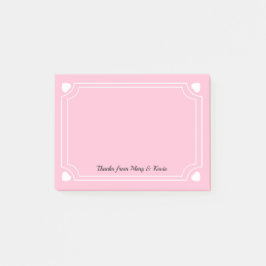 Custom Pink Hearts Line Romantisches Hochzeitspaar Post-it Klebezettel