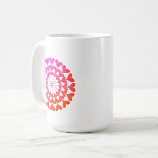 Custom Pink Hearts Mandella Valentine's Day Coffee Kaffeetasse (Vorderseite Links)