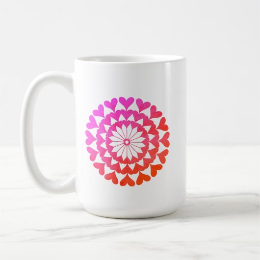 Custom Pink Hearts Mandella Valentine's Day Coffee Kaffeetasse (Links)