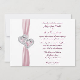 Custom Pink Hearts Wedding Einladung