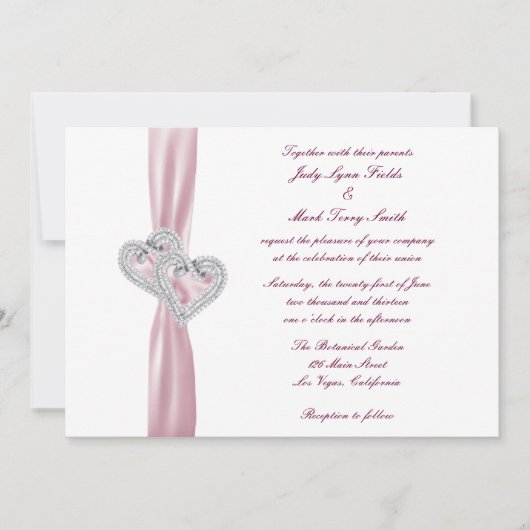 Custom Pink Hearts Wedding Einladung (Vorderseite)