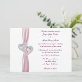 Custom Pink Hearts Wedding Einladung (Stehend Vorderseite)