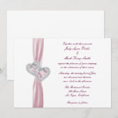Custom Pink Hearts Wedding Einladung (Vorne/Hinten)