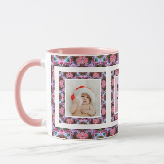 Custom Pink Herbst Herbst Weihnachtsmuster Foto Tasse (Links)